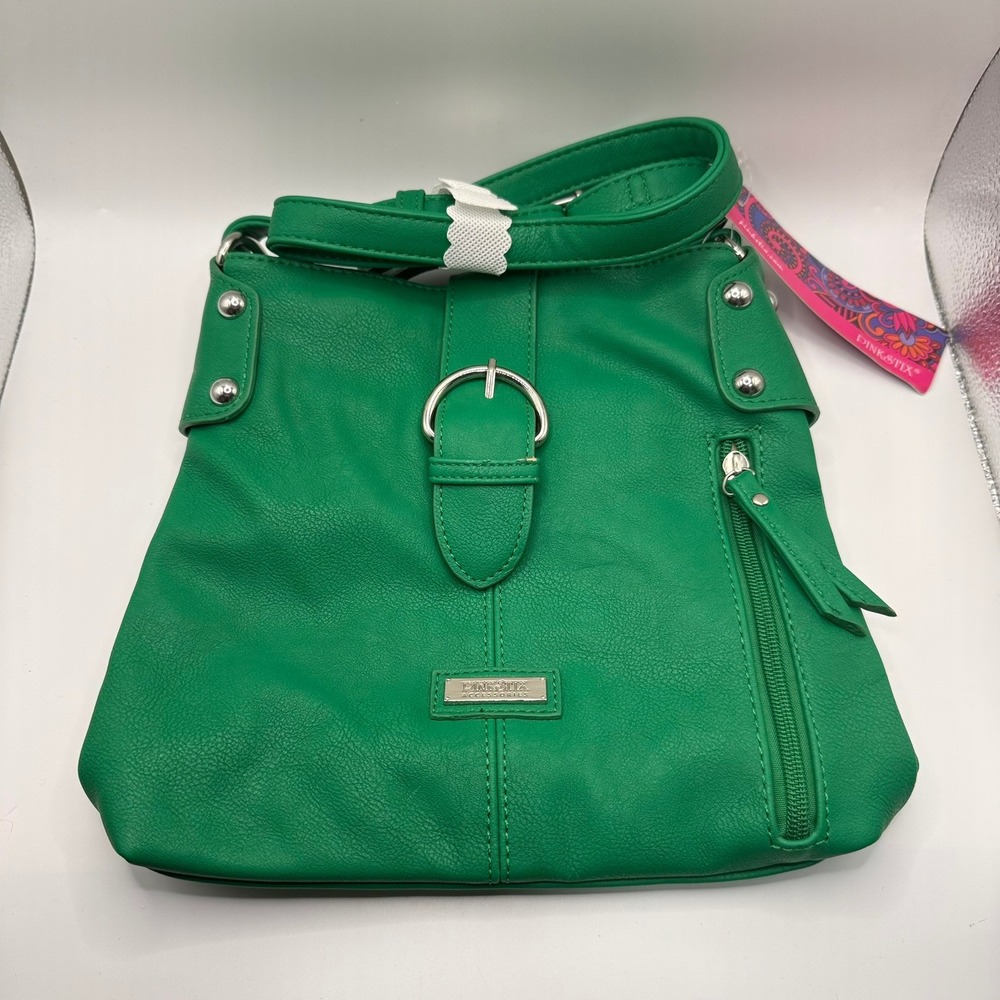✨3 for $20 Pinkstix Accessories Green Faux Leather Crossbody Bag Silver Buckle